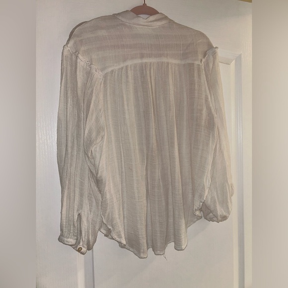 Free People White Button Down Sheer Shirt - Picture 2 of 4